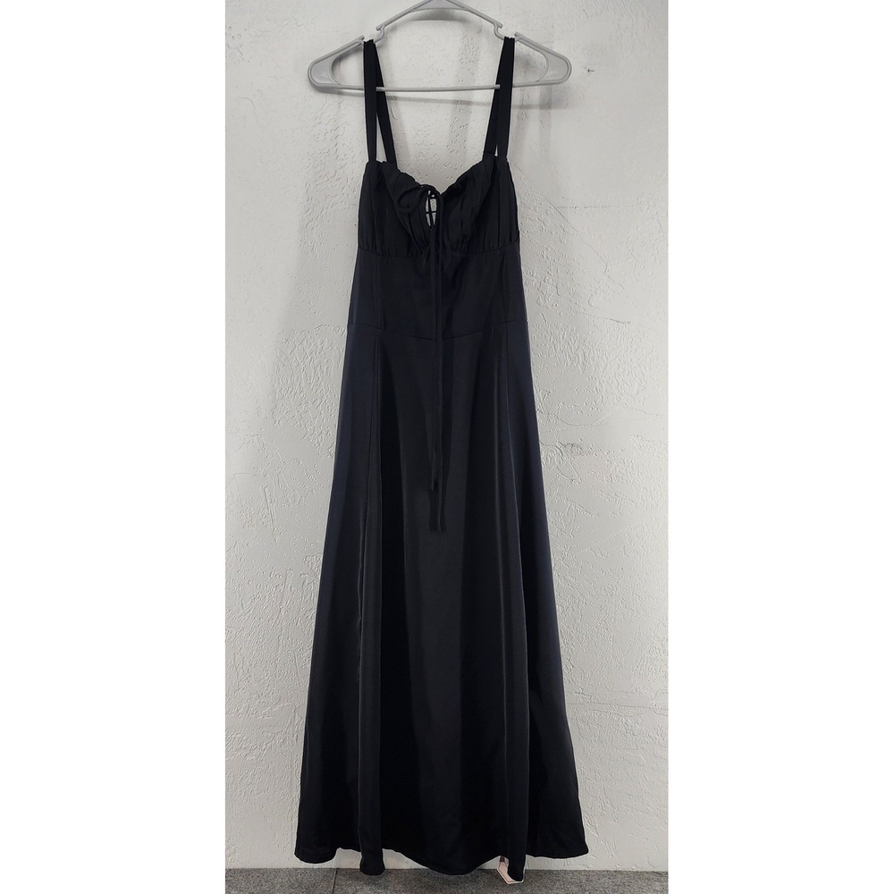 NWT AGYMIX Black Lace Up Back Corset Style Maxi Dress Goth Grunge Emo Women XL